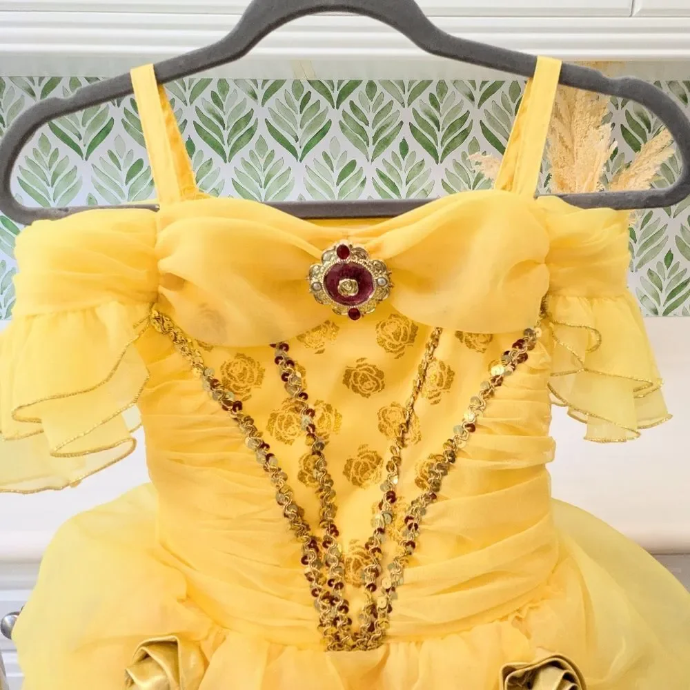 Belle Iconic Yellow Gown Disney Costume Girls Princess 9/10 Beauty and the Beast - Picture 4 of 6